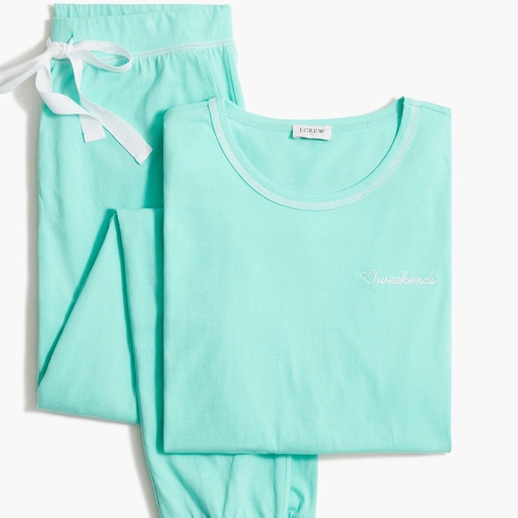 J. Crew Factory Other - NWT J Crew Factory “Weekender” Embroidered Cotton 2-Piece PJ Set - Medium